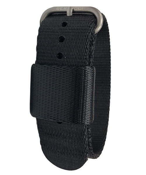 BERTUCCI Men's G–Type Comfort-Webb Black Nylon Webbing Strap Matte Stainless Steel Buckle Watch Band - Black