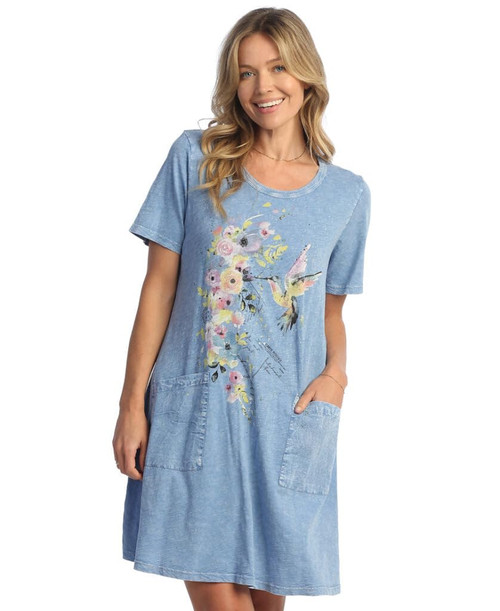 Jess & Jane Mineral Washed Cotton Dress M78 (3X, Nantucket Cornflower Blue)
