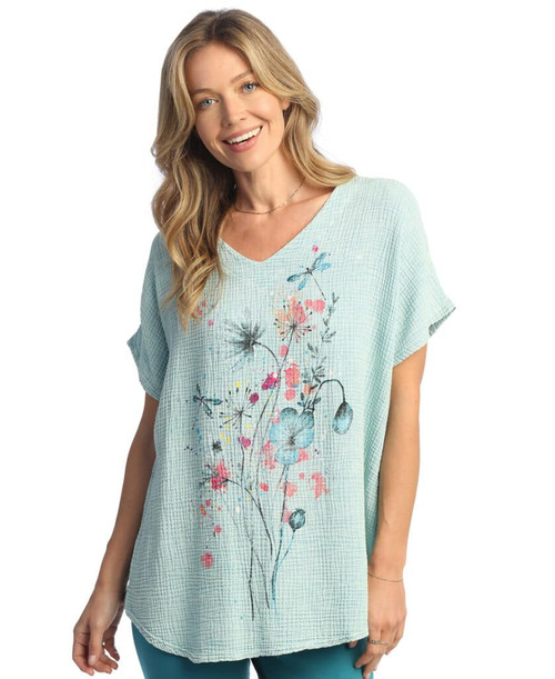 Jess & Jane Mineral Washed Gauze Short Sleeve Top M104 (X-Large, Primrose Mint)