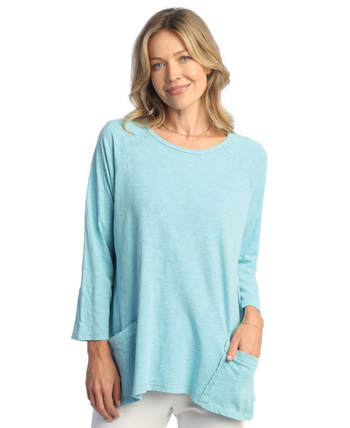 Jess & Jane Women's Coloring Mineral Washed Patch Pocket Cotton Tunic - Medium, Seaglass