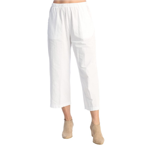 Jess & Jane Mineral Washed Cotton Crop Pants - M107 | 1X, White