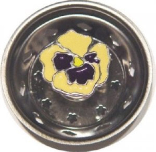 Enamel Kitchen Strainer Yellow Pansy, Painted