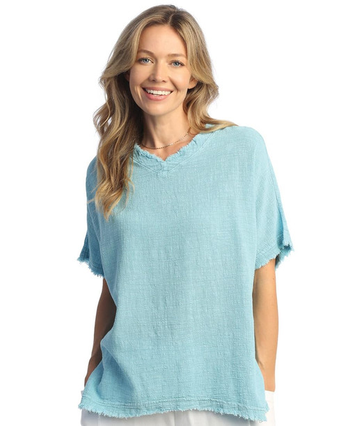 Jess & Jane Mineral Washed Gauze Top - M92 - Large, Seaglass