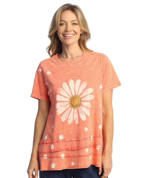 Jess & Jane Print Layered Short Sleeve Top - M82 - 2X, Happy Days Watermelon