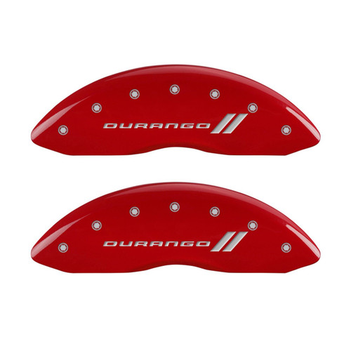 MGP Caliper Covers 12193SDGORD Durango ll Engraved Caliper Cover with Red Powder Coat Finish and Silver Characters, (Set of 4)