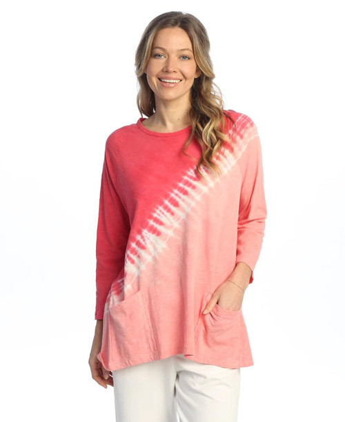 Jess & Jane Women's Coloring Mineral Washed Patch Pocket Cotton Tunic - Medium, Ascent Pink