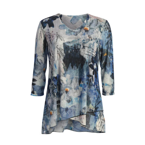 Jess & Jane Crepe Mesh Tunic Top - CM2 - 1X, Carolina