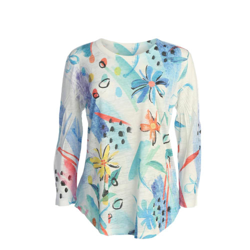 Jess & Jane Burnout Tunic Top - AJ2 - Medium, Flora