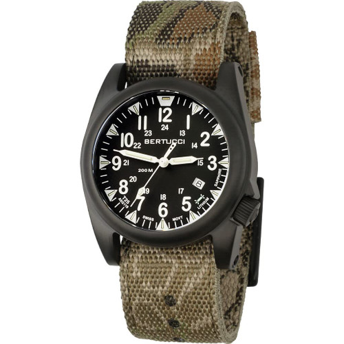 Bertucci A-5s Ballista Illuminated | Black Dial, 334pnc Kryptek Highlander Pantera Camo Webbing Band