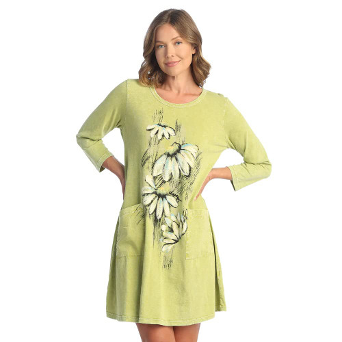Jess & Jane Mineral Washed Dress w/ Pockets - M102 (Small, Lucy Cactus Green)