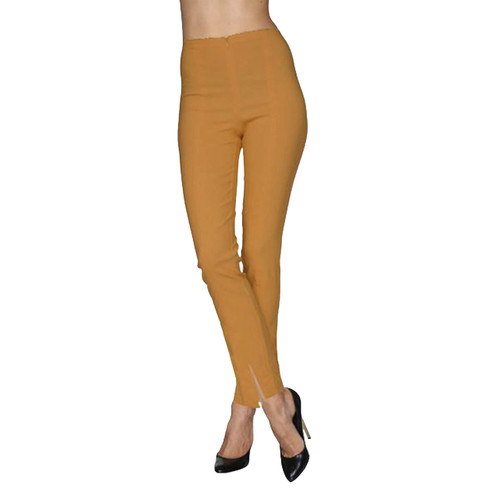 Mesmerize Pants with Front Ankle Slits and Front Zipper - 8 Long, Mustard