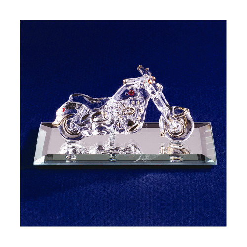 Motorcycle with Crystal Accents Glass Figurine