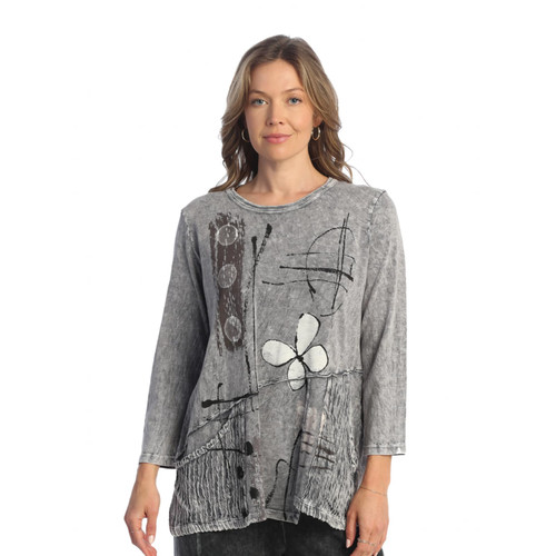 Jess & Jane Mineral Washed Tunic - M101 - Large, Petals Midnight