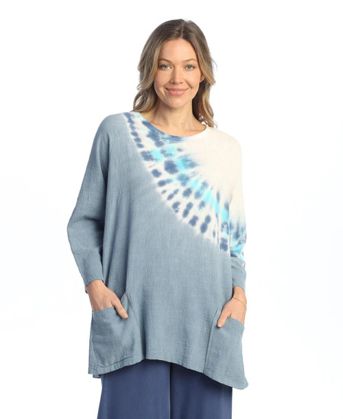 Jess & Jane Mineral Washed Gauze Tunic w/ Pockets - M103 (Large, Sunburst)
