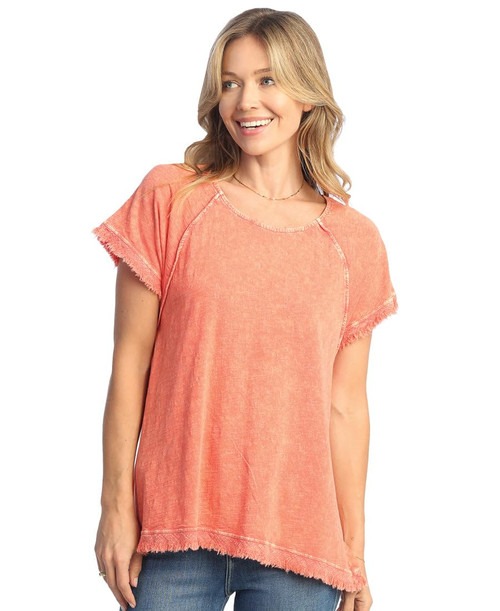 Jess & Jane Raglan Short-Sleeve Gauze Top - M115 - Large, Watermelon