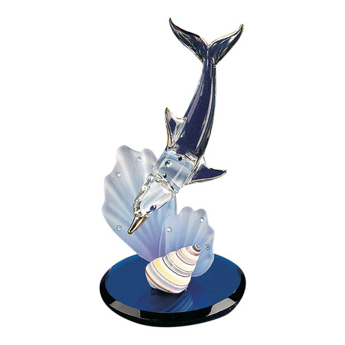 Glass Baron Dolphin & Blue Coral Figurine