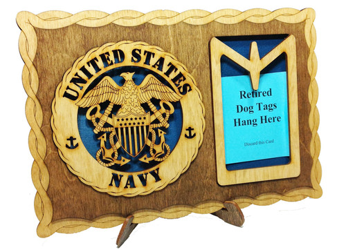 Armed Forces Navy Custom Laser Crafted Three Dimensional Wooden Dog Tag Holder Plaque