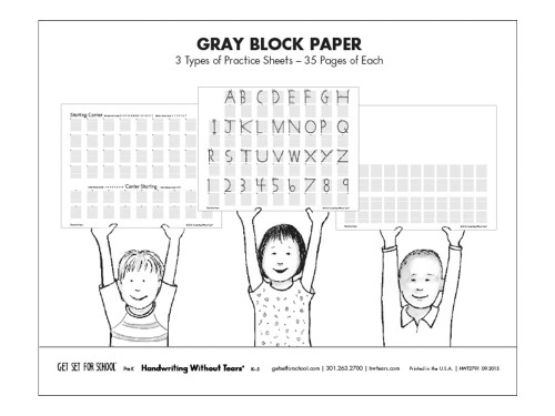 Handwriting Without Tears Learning Without Tears Gray Black Paper Trans K–Grade 1, Print Capitals & Numbers Practice Paper, Letter Formation, Beginning Handwriting- for School or Home Use