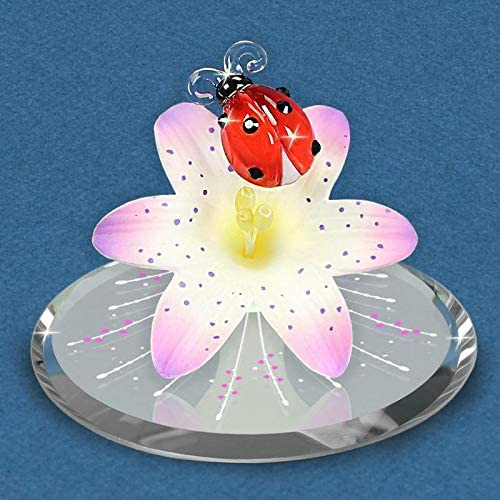 Handcrafted Glass Baron LilyBug Ladybug Figurine - 3" across