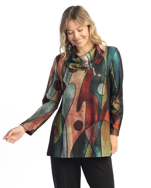 Jess & Jane Abstract Print Brushed Knit Tunic | FB4 (Large, Tom Tom)