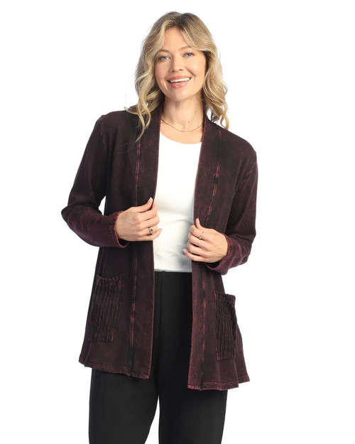 Jess & Jane Mineral Washed Open Cardigan | M90 (Small, Wine)