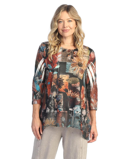 Jess & Jane Women's Sonata Tunic Top with Chiffon Hem - 3X, Lisa