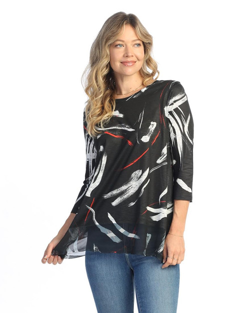 Jess & Jane Women's Sonata Tunic Top with Chiffon Hem - X-Large, Ripples