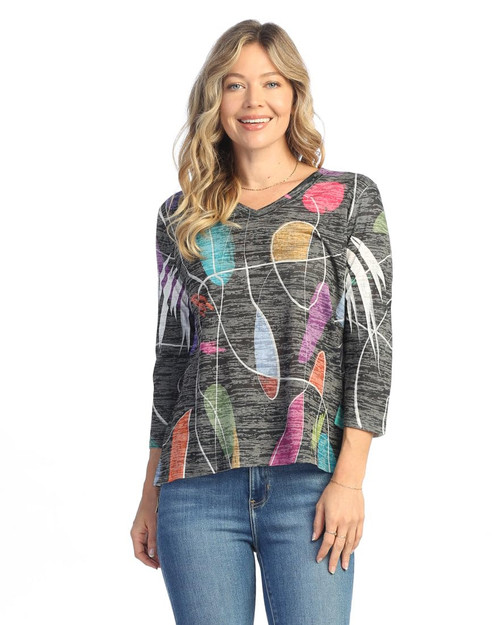 Jess & Jane Burnout Hi-Low Tunic Top | AJ3 (Medium, Frolic)