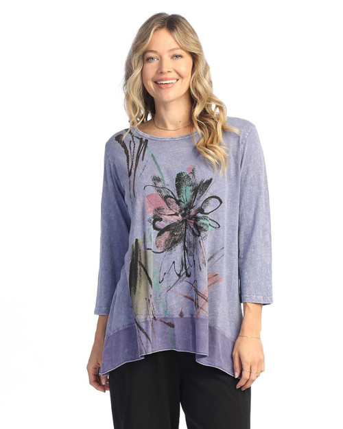 Jess & Jane Mineral Washed Tunic w/Georgette Contrast | M105 (1X, Field Notes Vintage Blue)