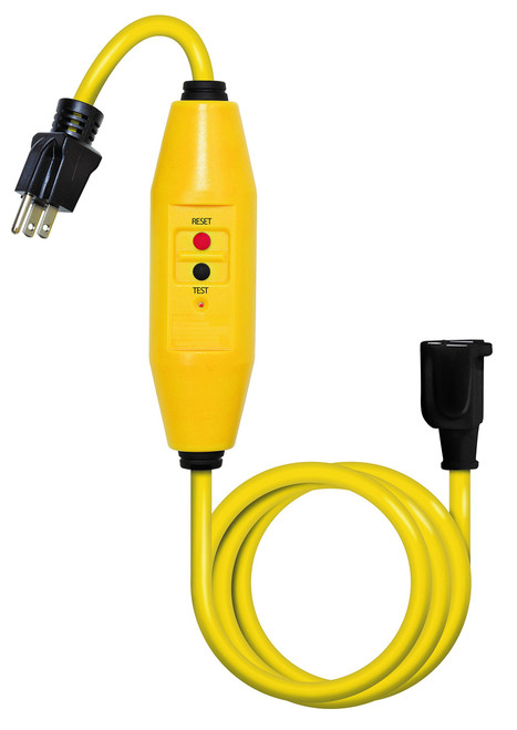 Tower Manufacturing 30438022-01 Auto-Reset 15 AMP Inline GFCI Single Connector Cord, 6 Feet, Yellow