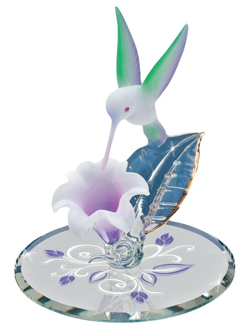 Glass Baron Hummingbird with White and Lavender Flower