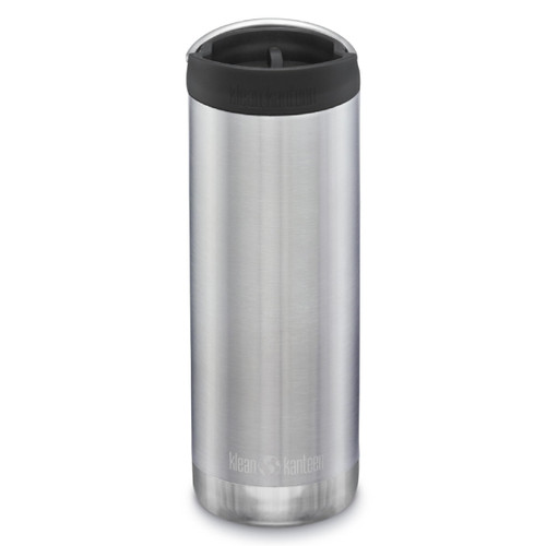 Klean Kanteen TKWide Insulated Coffee Tumbler with Café Cap - Stainless Steel Coffee Tumbler | 16 Oz, Brushed Stainless 