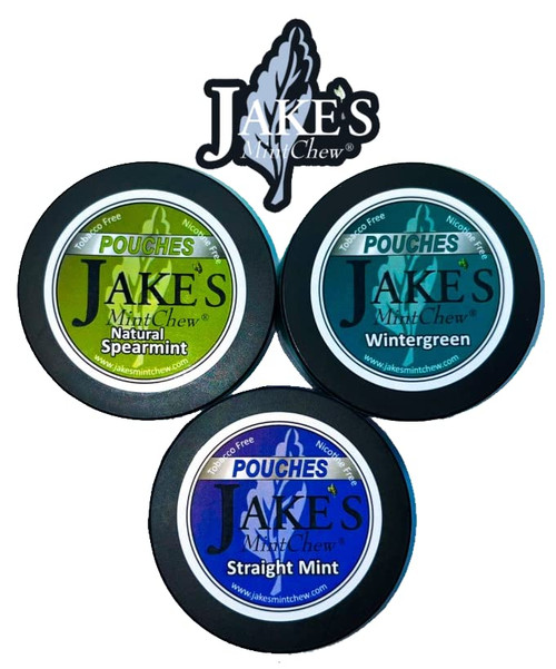 Jake's Mint Chew 3 tin variety pack "POUCHES"