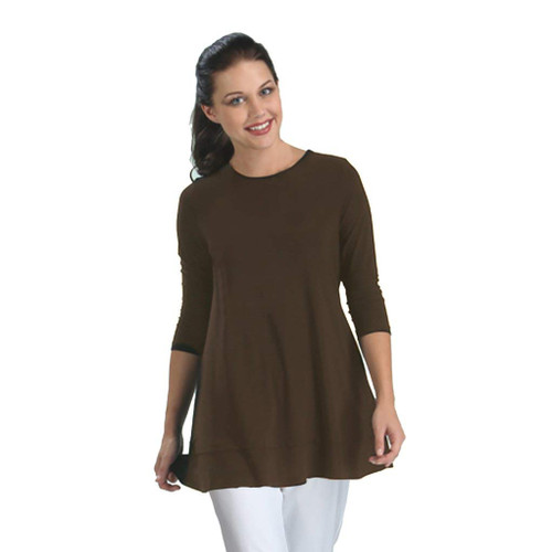 IC Collection Solid Soft Stretch Knit Tunic - 1484T | Medium, Brown