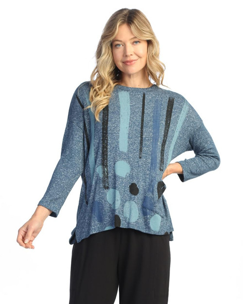Jess & Jane Sweater Knit Top - GB1 | X-Large, Drizzle Blue