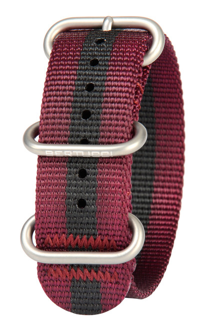 BERTUCCI DX3 B-165 Crimson w/Black Stripe 22mm Nylon Watch Band