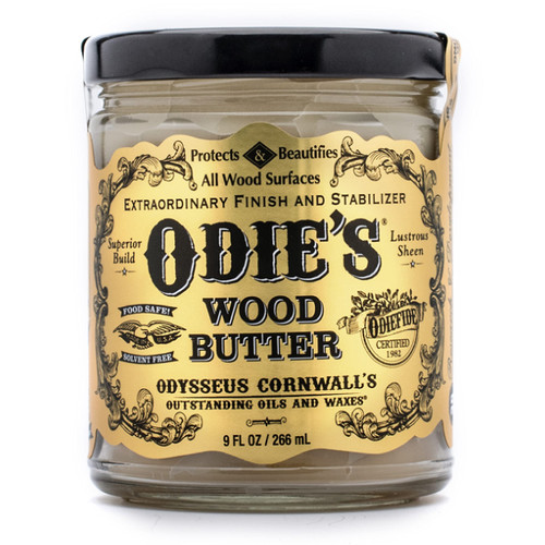 Odie's Wood Butter in a 9 Ounce Glass Jar for Finishing Top Coats & Added Layer of Surface Protection