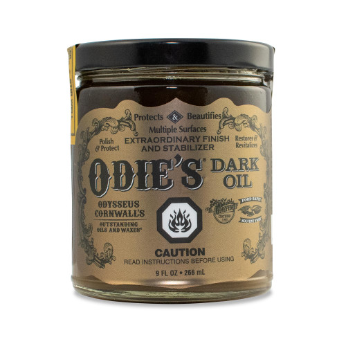 ODIE'S Dark •Finish and Stabilizer for Wood •Darkens with Age •9 Ounce Glass Jar •Food Safe and Solvent Free Non Toxic Finish w/ Amazing One Coat Application and Leaves a Lustrous Sheen