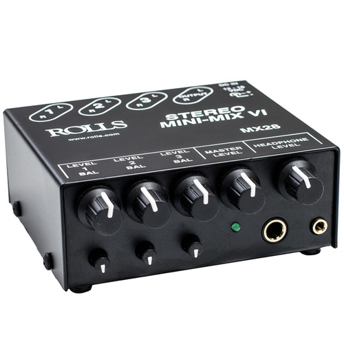 Rolls MX28 MINI-MIX VI Three-Channel True Stereo Line Mixer, Black - Rolls