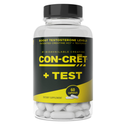 CON-CRET®+ Test, CON-CRET® Patented Creatine HCl Now w/ Testofen®, Boost Testosterone Levels, 60 Capsules