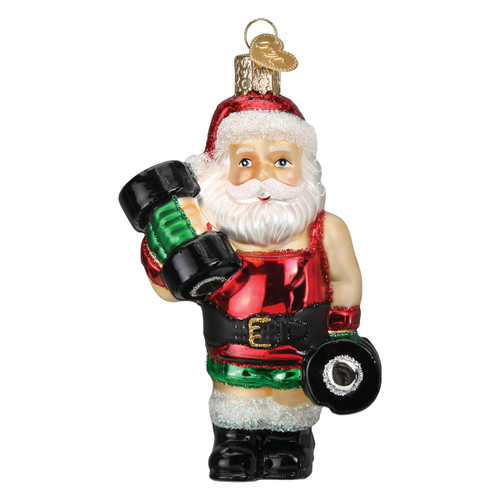 Old World Christmas Bodybuilder Santa Glass Blown Ornament for Christmas Tree | Bodybuilder Santa