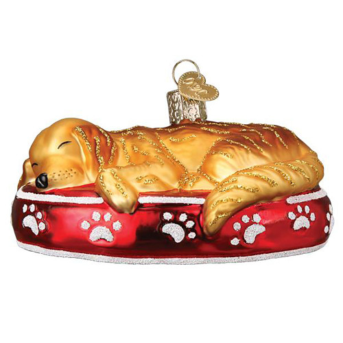 Old World Christmas Ornaments Sleepy Golden Retriever Glass Blown Ornaments for Christmas Tree | Sleepy Golden Retriever