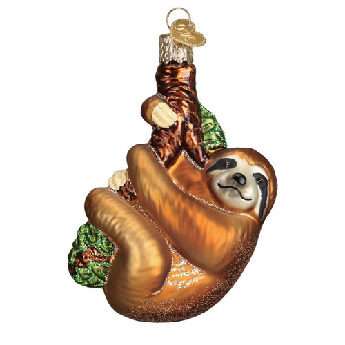 Old World Christmas Ornaments: Animal Collection Glass Blown Ornaments for Christmas Tree, Sloth | 4x3, Sloth