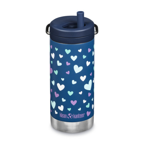KLEAN KANTEEN Tkwide Navy Hearts Twist Cap with Insulated Bottle 12oz, 1 EA | Navy Hearts