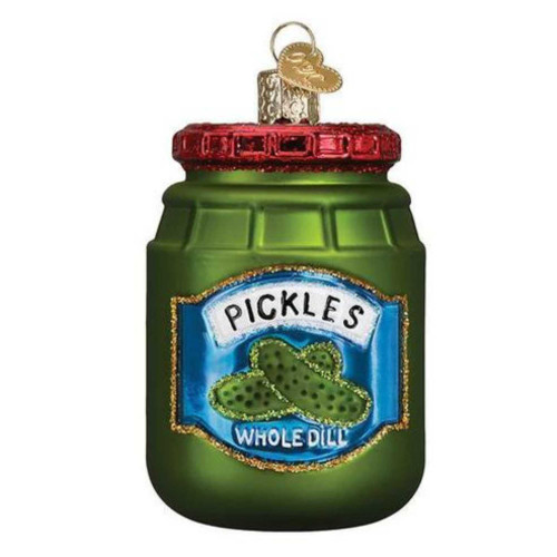 Old World Christmas Jar of Pickles Blown Glass 2020 Unique Christmas Ornaments for Christmas Tree Decorations | Jar of Pickles