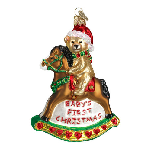 Old World Christmas Baby Collection Glass Blown Ornaments for Christmas Tree Rocking Horse, 44034 | Rocking Horse