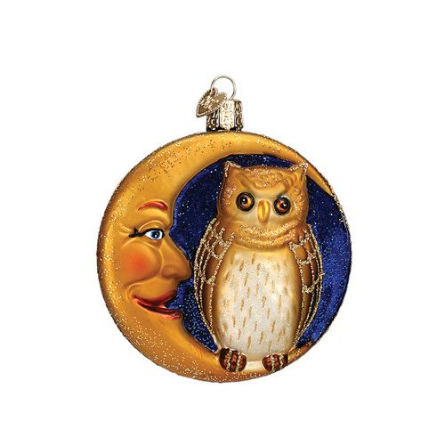 Old World Christmas Ornaments: Halloween Decorations Glass Blown Ornaments for Christmas Tree, Owl in Moon, 3¾" (26064)