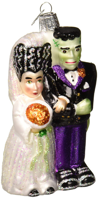 Old World Christmas Halloween Decorations Glass Blown Ornaments for Christmas Tree Frankenstein and Bride | Frankenstein and Bride