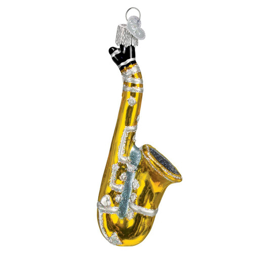 Old World Christmas Musical Instruments Glass Blown Ornaments for Christmas Tree Saxophone 4.75 x 1.25 | Saxophone