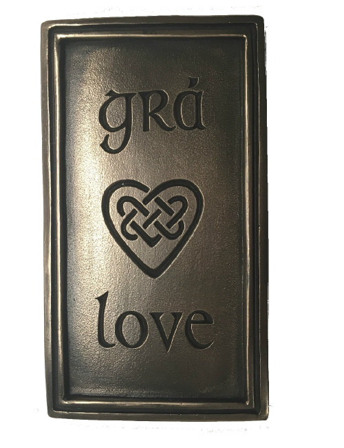 Wild Goose Studios Irish Plaque Love and Gra Celtic Heart Resin Cast Coated in Bronze 5 1/2 Inches Tall by 3 Inches Wide Wall Decor Ready To Hang Made in Ireland